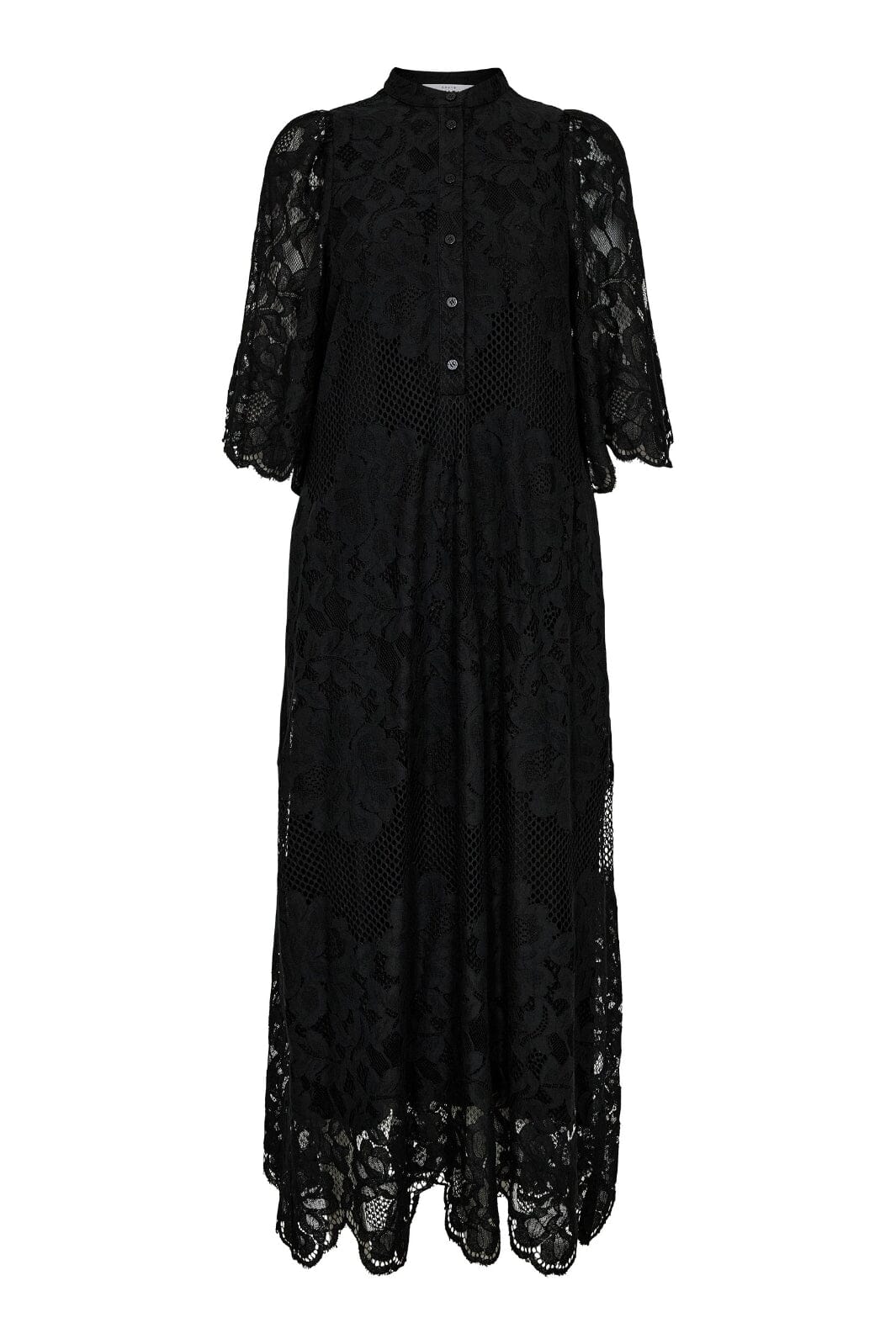 Curvey lace hem placket dress