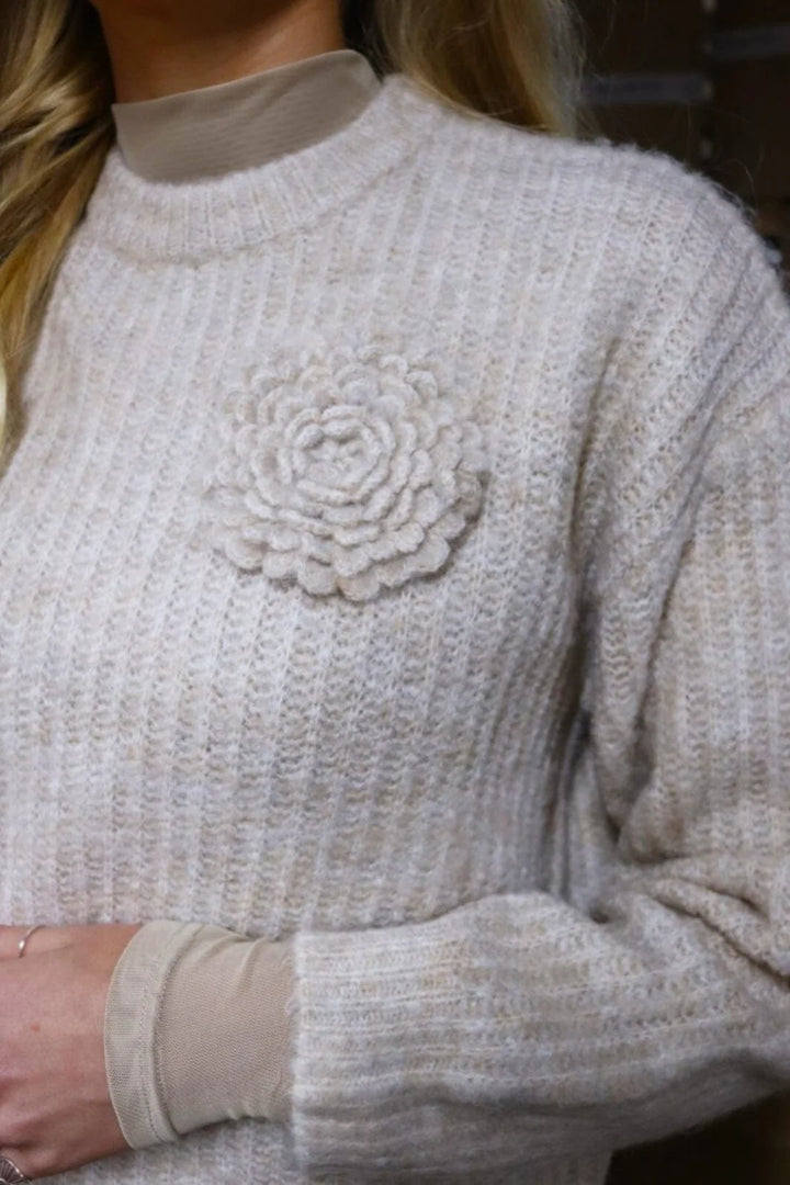 Fro flower pullover creme