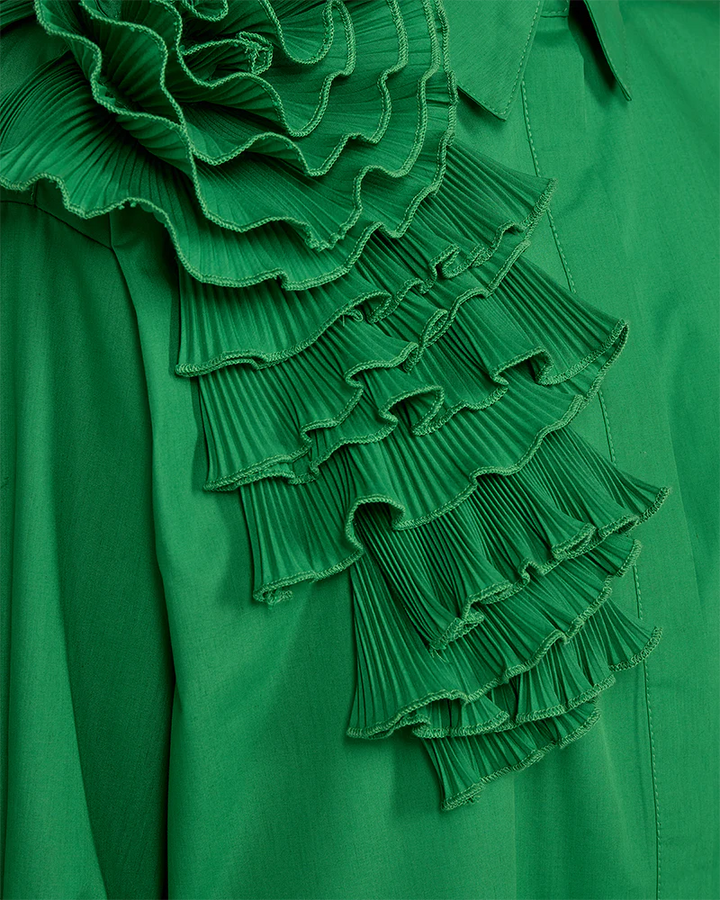 Pleat frill shirt green