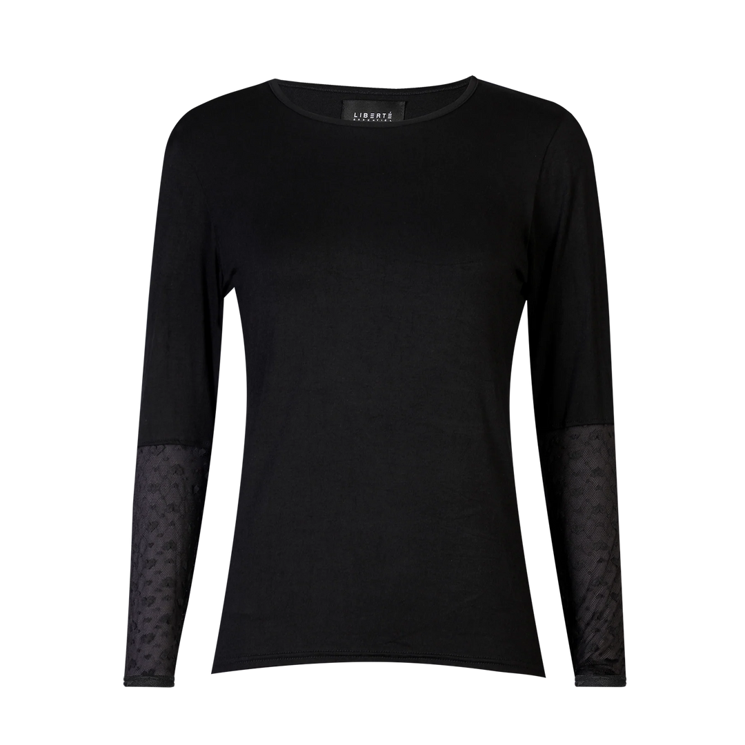 Isa ls lace sleeve blouse black small big heart