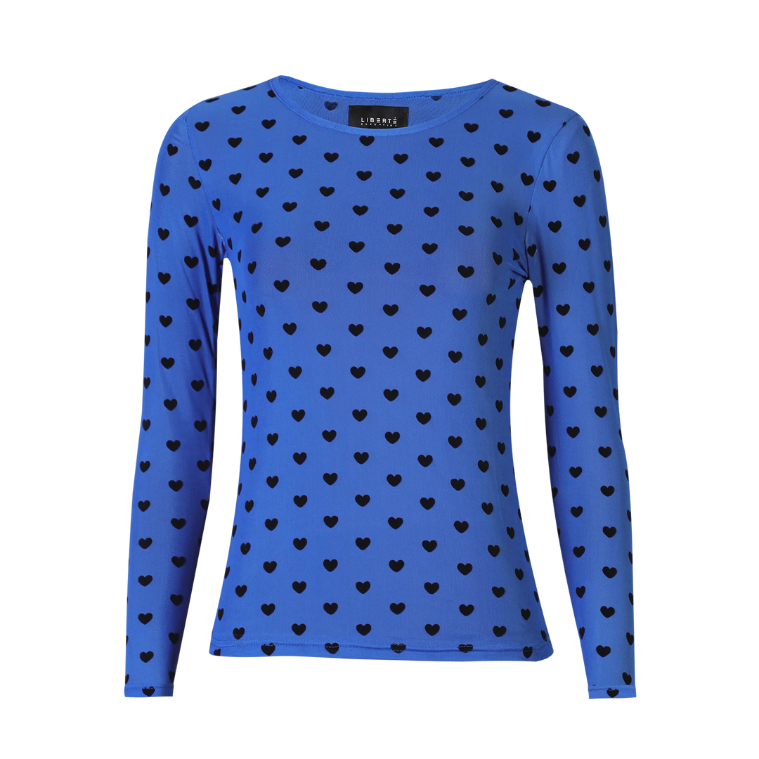 Mesh electric blue flock heart