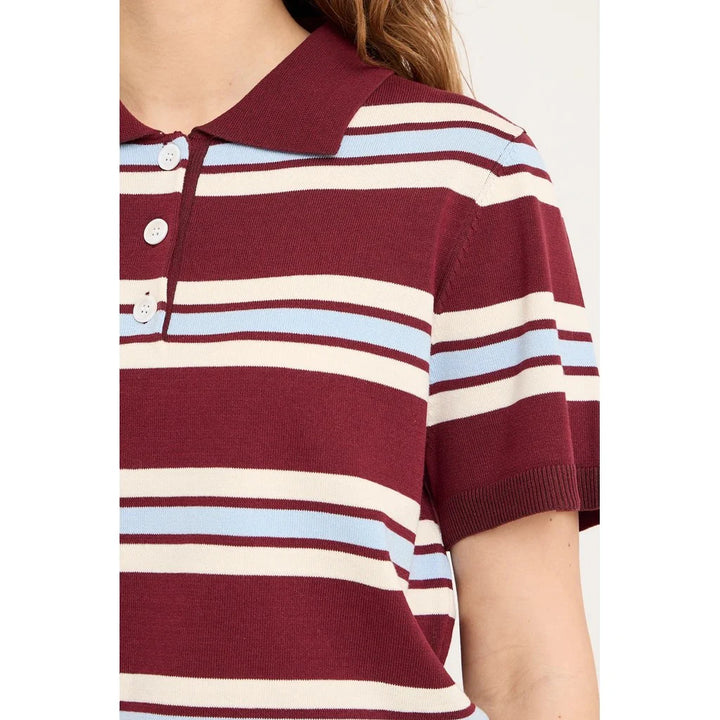 Polo stripe knit blouse