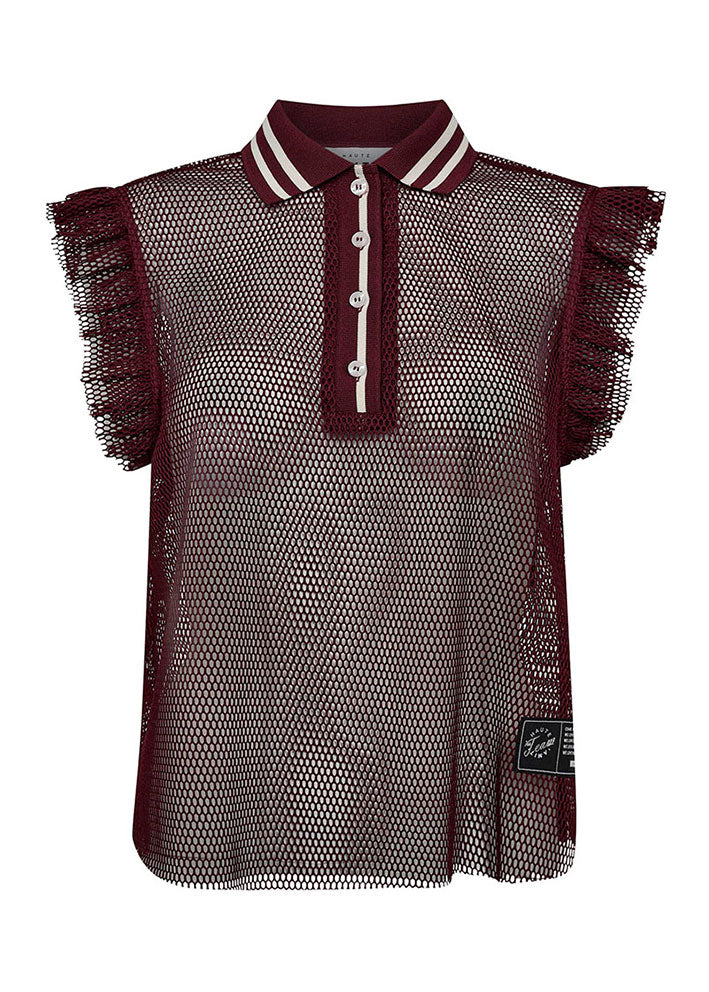Net frill polo top
