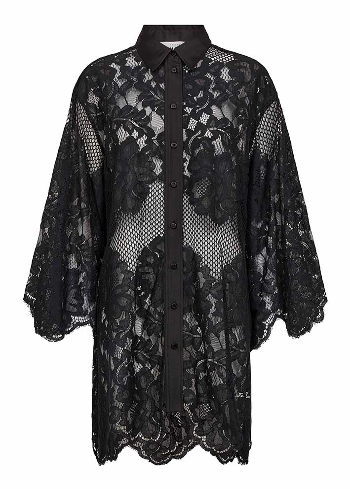 Curvey lace hem midi shirt