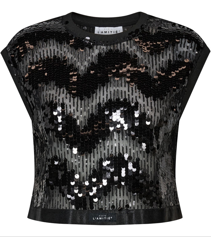 Mirror sequin crop top