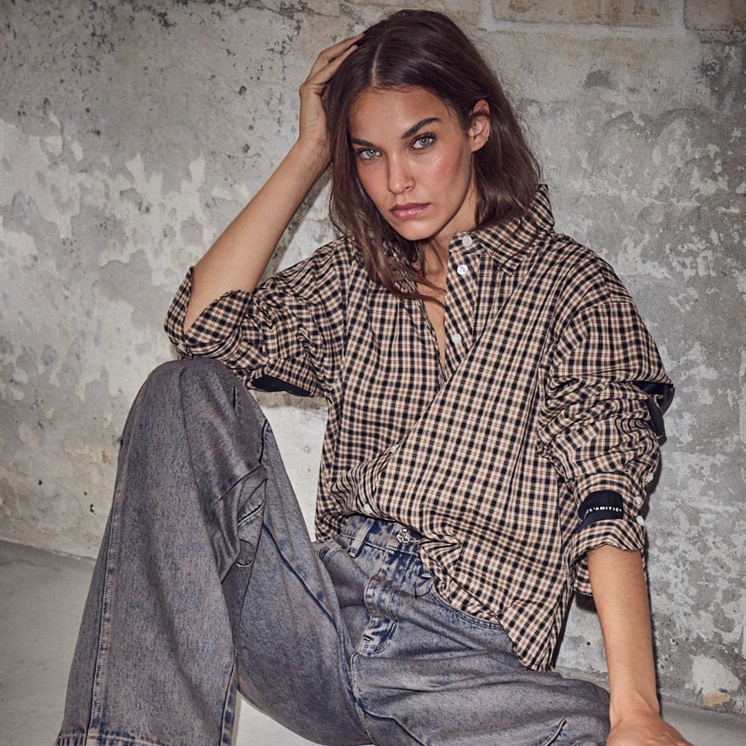 Maxi logo dessert check shirt