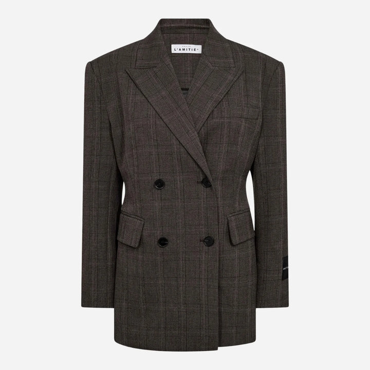 waist fit check blazer