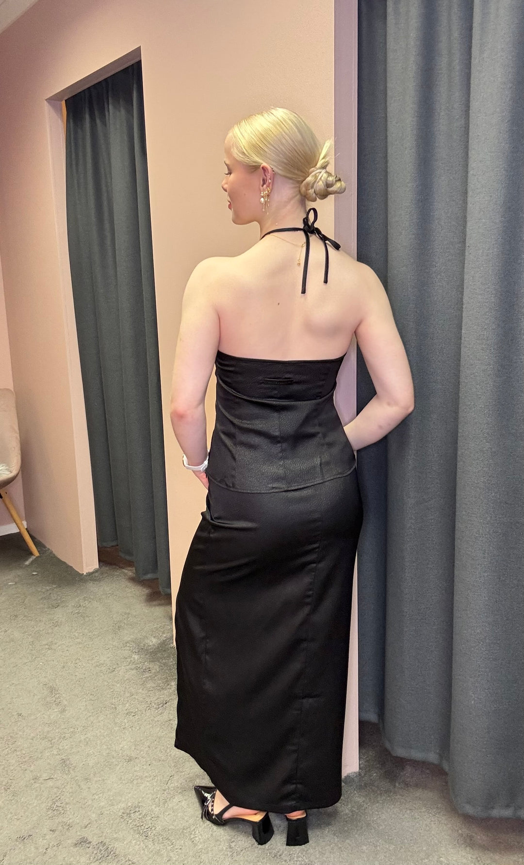 New chrisse drape slit skirt