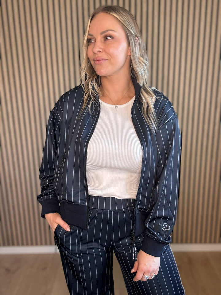 Pin stripe zip sweat