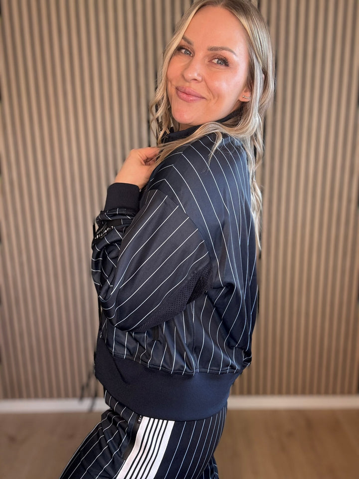 Pin stripe zip sweat