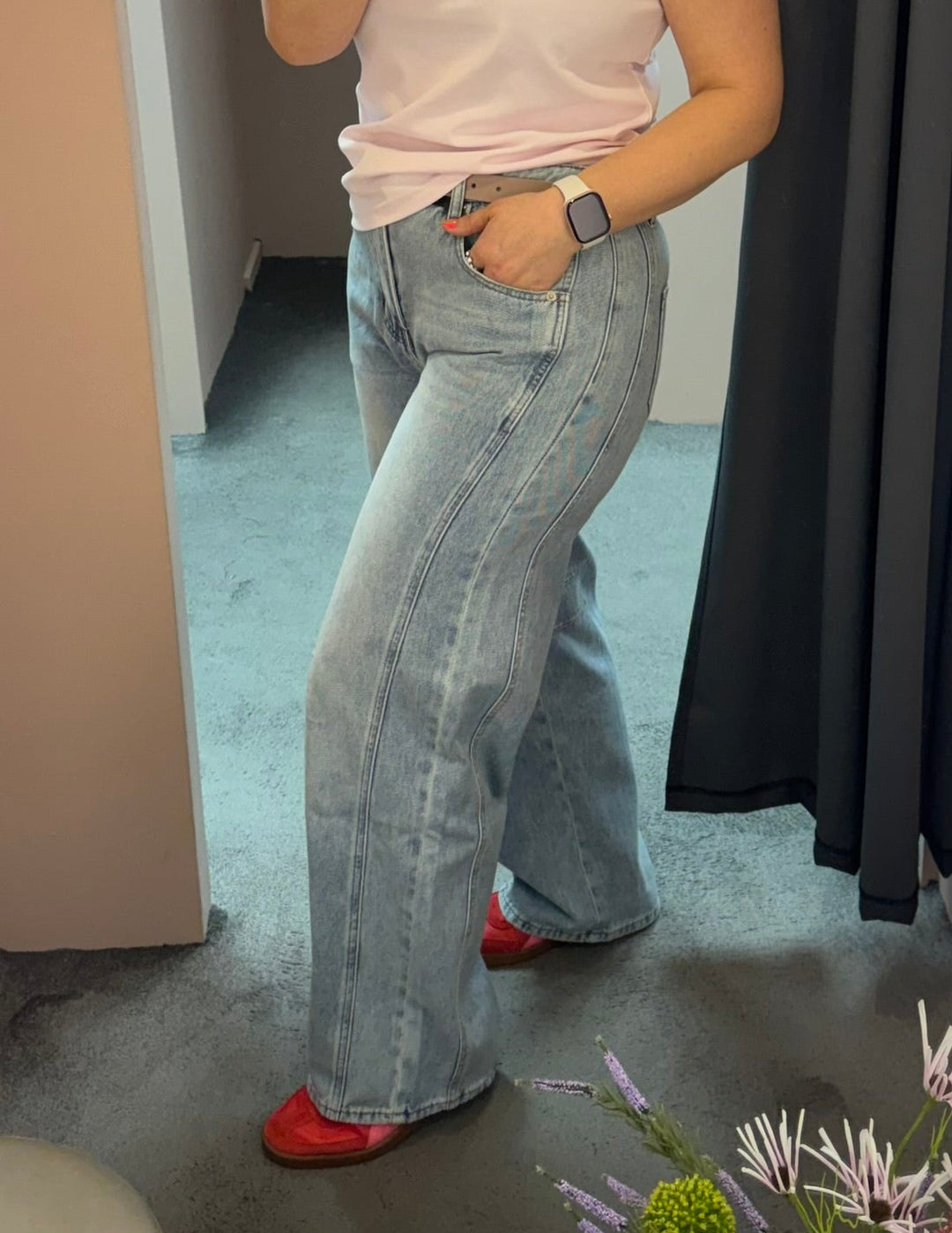 Drew barrel panel jeans