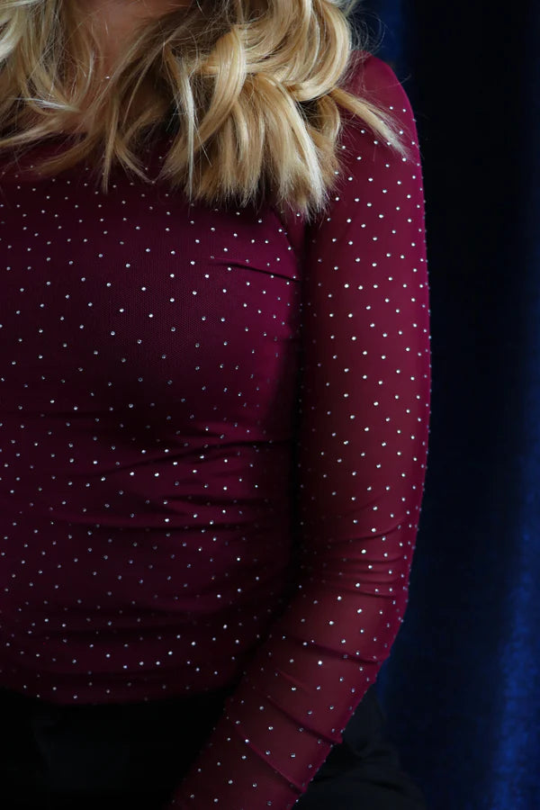 Mesh Bordeaux diamond dot