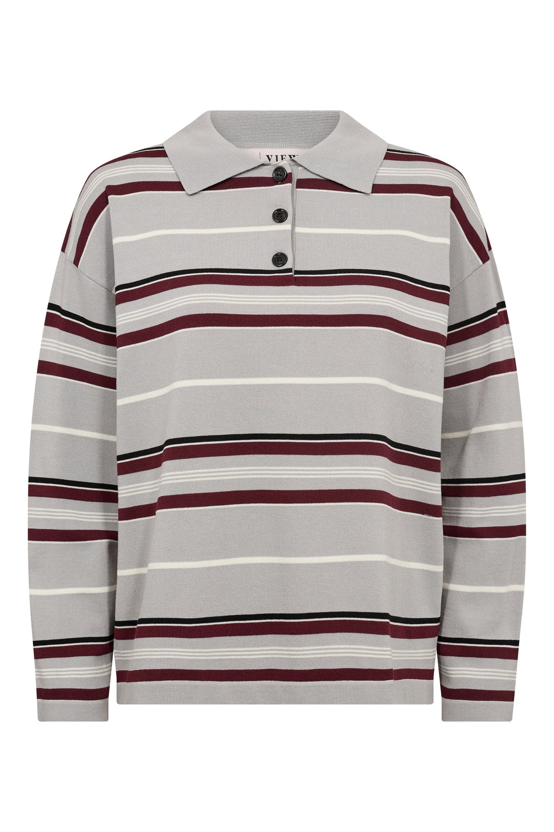 Polo long sleeve stripe knit blouse