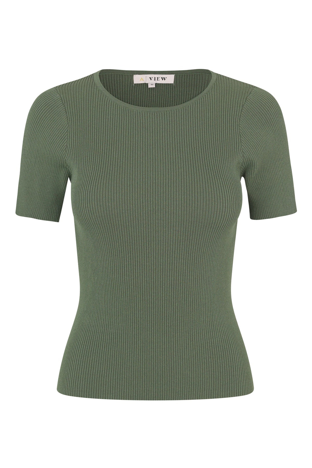 Rib knit short sleeve top