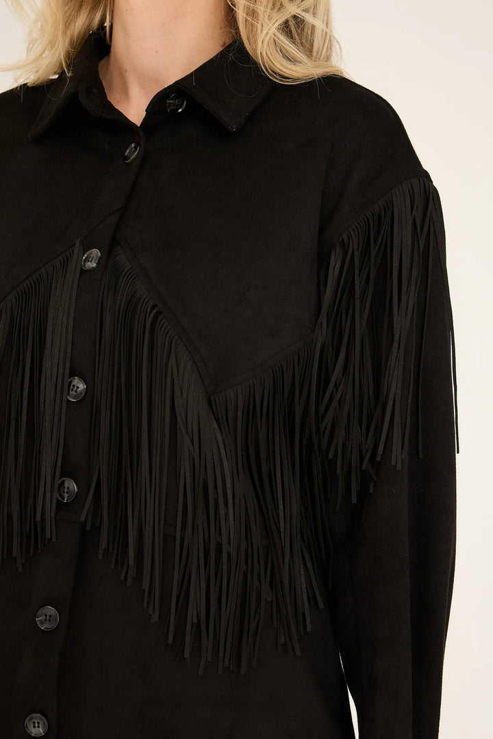 Suede fringe shirt