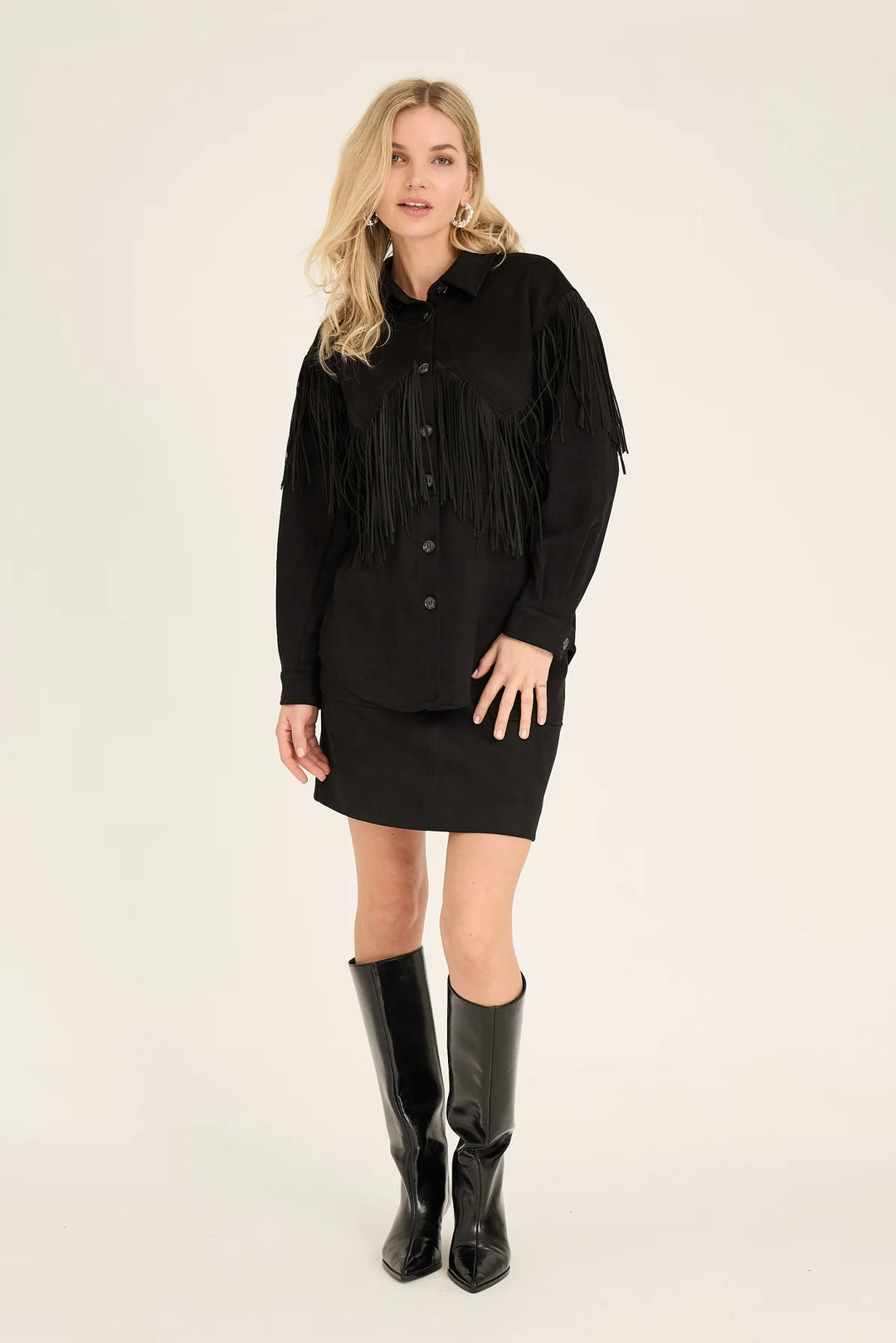 Suede fringe shirt