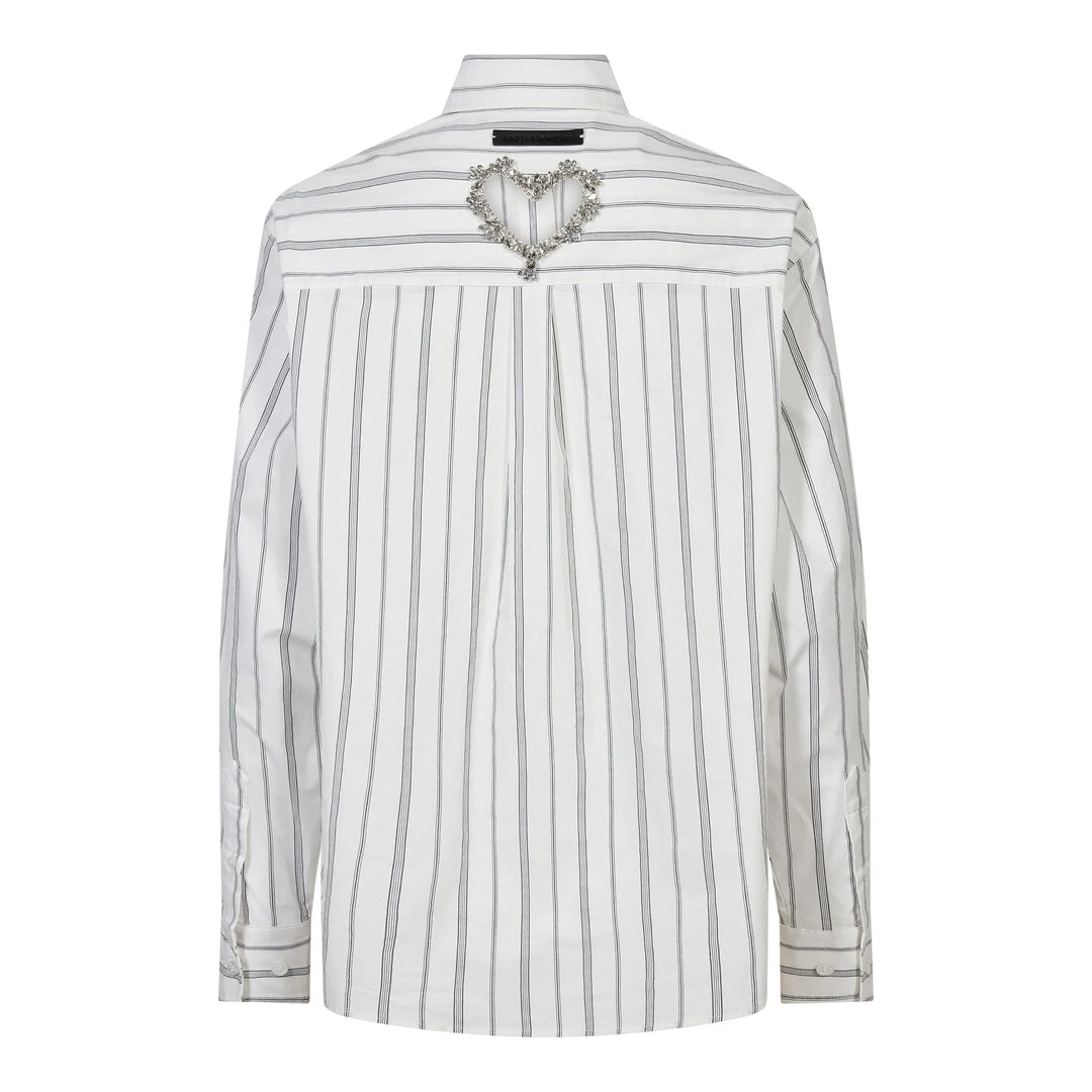 Crystal heart stripe shirt