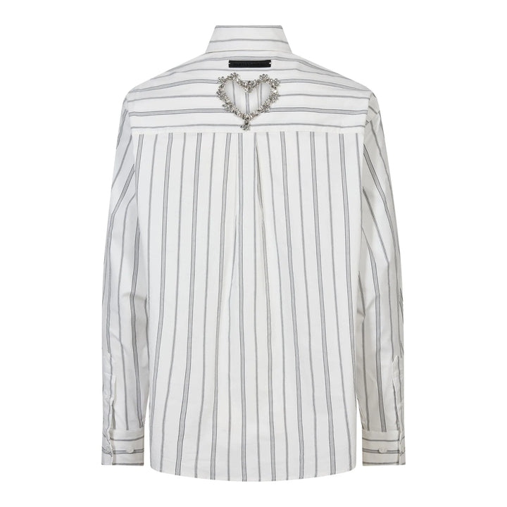 Crystal heart stripe shirt