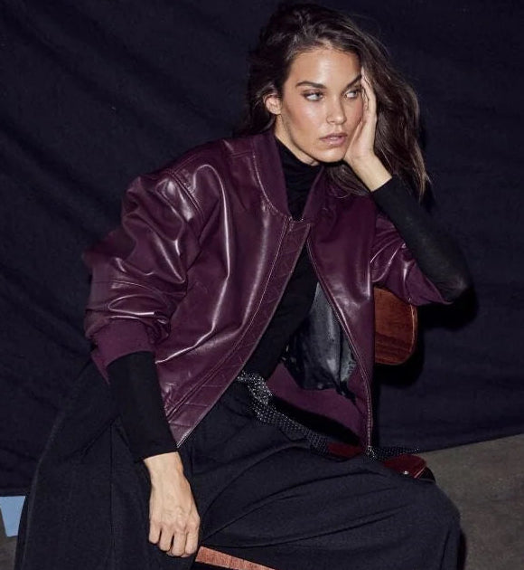 yasmin leather bomber