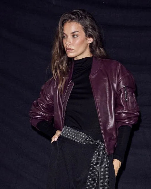 yasmin leather bomber