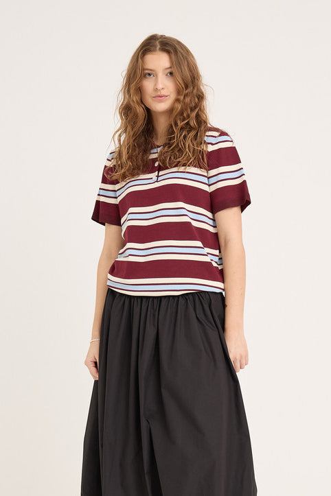 Polo stripe knit blouse